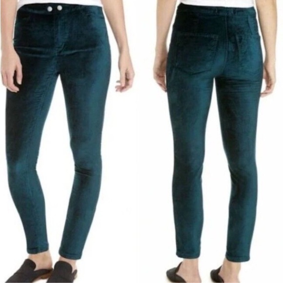 Free People We The Free Sweet Jane Velvet Skinny Jeans Pants in Neptune Green 26 - Picture 6 of 16